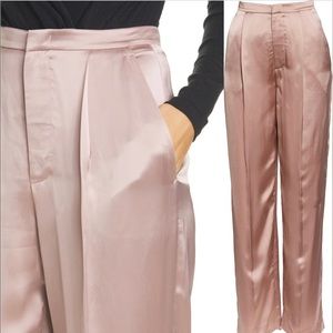-NWT $545 Vince Liquid Shine Satin Trousers, Size 6, 100% Viscose.
